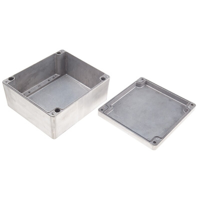 RS PRO Silver Die Cast Aluminium Enclosure, IP66, Silver Lid, 230 x 200 x 110mm