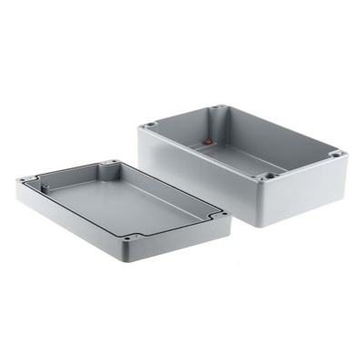 RS PRO Grey Die Cast Aluminium Enclosure, IP66, Grey Lid, 280 x 180 x 100mm