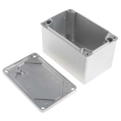 RS PRO Grey Die Cast Aluminium Enclosure, IP65, Grey Lid, 122 x 75 x 75mm