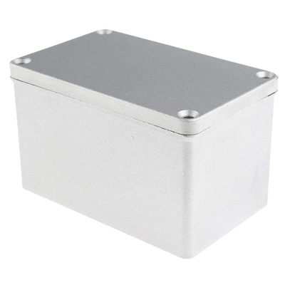RS PRO Grey Die Cast Aluminium Enclosure, IP65, Grey Lid, 122 x 75 x 75mm