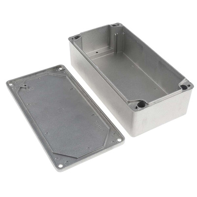RS PRO Grey Die Cast Aluminium Enclosure, IP65, Grey Lid, 202 x 102 x 61mm