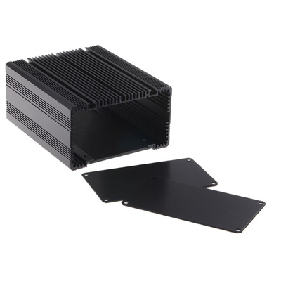 RS PRO Black Anodised Aluminium Heat Sink Case, 125 x 105 x 60.5mm