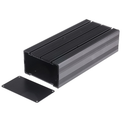 RS PRO Black Anodised Aluminium Heat Sink Case, 225 x 105 x 60.5mm