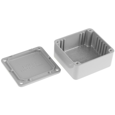 RS PRO Grey Die Cast Aluminium Enclosure, Grey Lid, 60 x 54.9 x 30mm