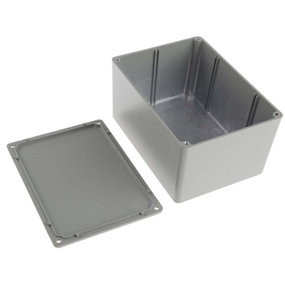 RS PRO Grey Die Cast Aluminium Enclosure, Grey Lid, 139.1 x 101.5 x 76.7mm