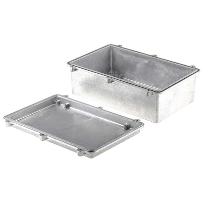 RS PRO Silver Die Cast Aluminium Enclosure, IP67, Silver Lid, 274 x 173 x 100mm