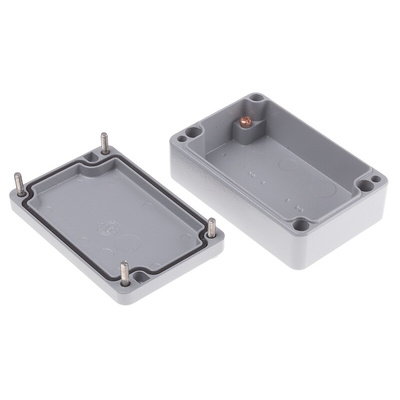 RS PRO Grey Die Cast Aluminium Enclosure, IP66, Grey Lid, 98 x 64 x 34mm
