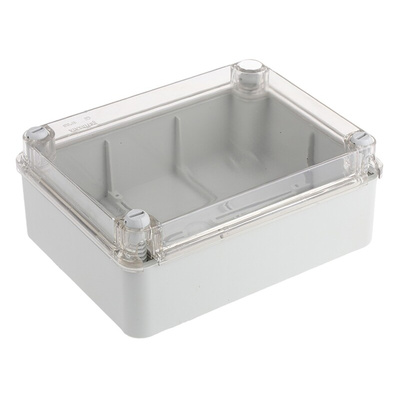 RS PRO Grey ABS Enclosure, IP55, Grey Lid, 200 x 155 x 80mm