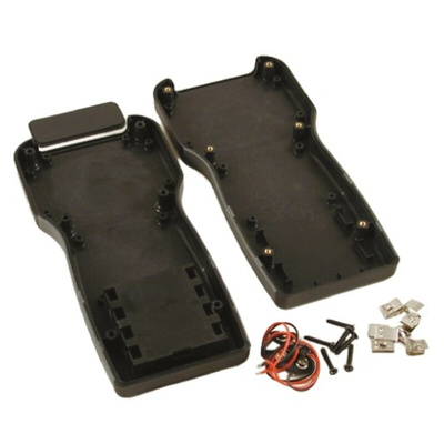 Hammond 1553 Series Black Flame Retardant ABS Handheld Enclosure, Integral Battery Compartment, IP54, 210 x 100 x 32mm