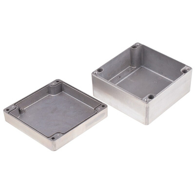 RS PRO Silver Die Cast Aluminium Enclosure, IP66, Silver Lid, 180 x 180 x 100mm