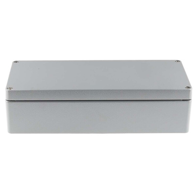 RS PRO Grey Die Cast Aluminium Enclosure, IP66, Grey Lid, 360 x 160 x 90mm