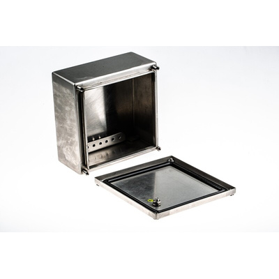 RS PRO Unpainted Stainless Steel Terminal Box, IP66, 150 x 80 x 150mm