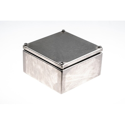 RS PRO Unpainted Stainless Steel Terminal Box, IP66, 150 x 80 x 150mm