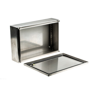 RS PRO Unpainted Stainless Steel Terminal Box, IP66, 300 x 150 x 80mm