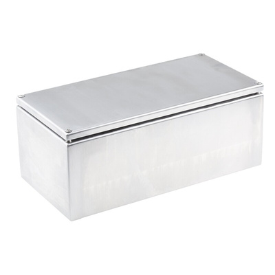 RS PRO Unpainted Stainless Steel Terminal Box, IP66, 300 x 150 x 120mm