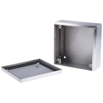 RS PRO Unpainted Stainless Steel Terminal Box, IP66, 200 x 200 x 80mm