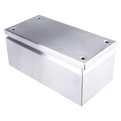 RS PRO Unpainted Stainless Steel Terminal Box, IP66, 300 x 150 x 120mm