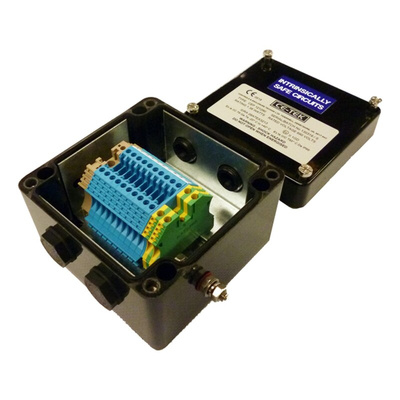 CE-TEK CEP Series Black Polyester Junction Box, IP66, 10 Terminals, ATEX, 120 x 122 x 90mm