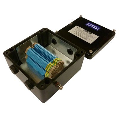 CE-TEK CEP Series Black Polyester Junction Box, IP66, 15 Terminals, ATEX, 160 x 160 x 90mm