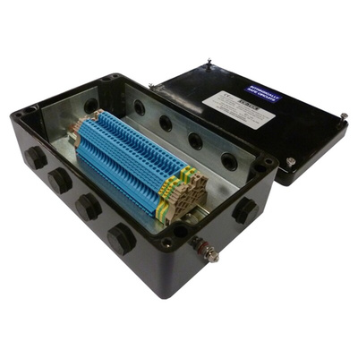 CE-TEK CEP Series Black Polyester Junction Box, IP66, 26 Terminals, ATEX, 160 x 90 x 260mm