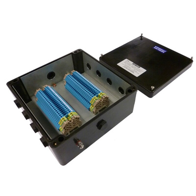 CE-TEK CEP Series Black Polyester Junction Box, IP66, 40 Terminals, ATEX, 250 x 120 x 255mm