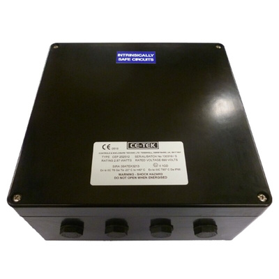 CE-TEK CEP Series Black Polyester Junction Box, IP66, 40 Terminals, ATEX, 250 x 120 x 255mm