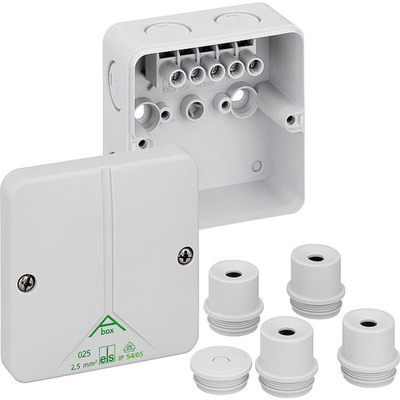 Gunther Spelsberg Abox m 025 Series Grey Polystyrene Junction Box, IP54, IP65, 5 Terminals, 82 x 82 x 52mm