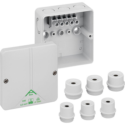 Gunther Spelsberg Abox m 040 Series Grey Polystyrene Junction Box, IP54, IP65, 5 Terminals, 94 x 94 x 57mm