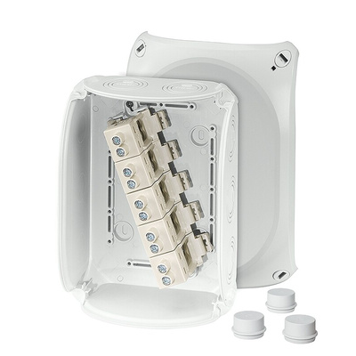 HENSEL DK Series Grey Polycarbonate Terminal Box, IP55, IP66, 5 Terminals, 92 x 210 x 155mm
