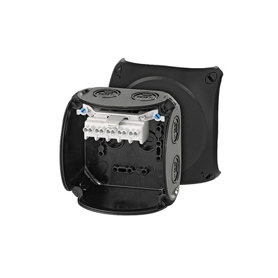 HENSEL KF Series Black Polycarbonate Terminal Box, IP66, IP67, IP69, 5 Terminals, 70 x 104 x 104mm