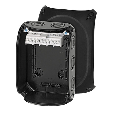 HENSEL KF Series Black Polycarbonate Terminal Box, IP66, IP67, IP69, 5 Terminals, 77 x 130 x 130mm