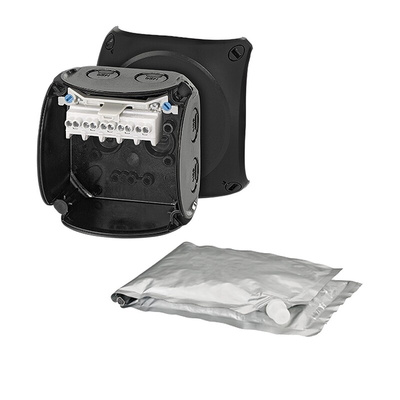 HENSEL WP Series Black Polycarbonate Terminal Box, IP68, 5 Terminals, 62 x 93 x 93mm