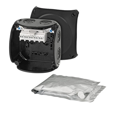 HENSEL WP Series Black Polycarbonate Terminal Box, IP68, 5 Terminals, 62 x 93 x 93mm