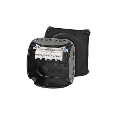 HENSEL KF Series Black Polycarbonate Terminal Box, IP66, IP67, IP69, 5 Terminals, 62 x 93 x 93mm