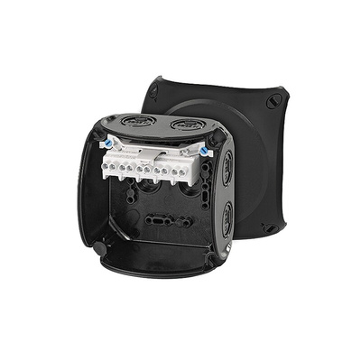 HENSEL KF Series Black Polycarbonate Terminal Box, IP66, IP67, IP69, 5 Terminals, 70 x 104 x 104mm