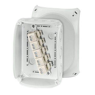 HENSEL KF Series Grey Polycarbonate Terminal Box, IP66, IP67, IP69, 5 Terminals, 77 x 130 x 130mm
