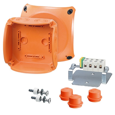 HENSEL FK Series Orange Polycarbonate Terminal Box, IP55, IP66, 5 Terminals, 77 x 130 x 130mm