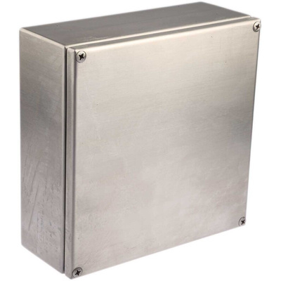 RS PRO Unpainted Stainless Steel Terminal Box, IP66, 200 x 200 x 80mm