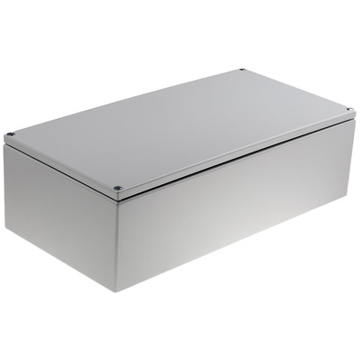 RS PRO Light Grey Mild Steel Terminal Box, IP66, 400 x 120 x 200mm