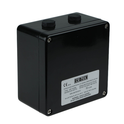 CE-TEK CEP Series Black Polyester Junction Box, IP66, 15 Terminals, ATEX, 160 x 160 x 90mm
