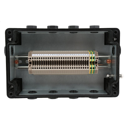 CE-TEK CEP Series Black Polyester Junction Box, IP66, 26 Terminals, ATEX, 260 x 160 x 90mm