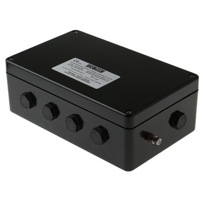 CE-TEK CEP Series Black Polyester Junction Box, IP66, 26 Terminals, ATEX, 260 x 160 x 90mm