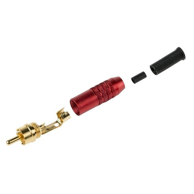 RS PRO Red Cable Mount RCA Plug, Gold, 5A