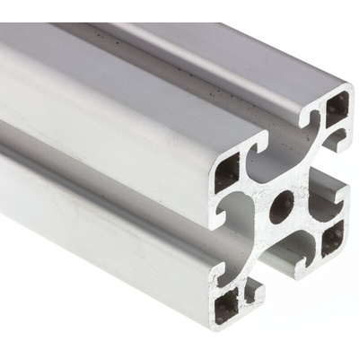 RS PRO Silver Aluminium Profile Strut, 40 x 40 mm, 8mm Groove, 3000mm Length