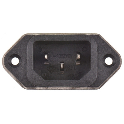TE Connectivity,1A,250 V ac Male Flange Mount IEC Filter 6609008-1,Spade None Fuse