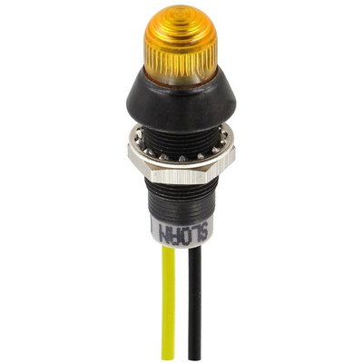 Sloan Yellow Indicator, Lead Wires Termination, 5 → 28 V dc, 8.2mm Mounting Hole Size, IP68