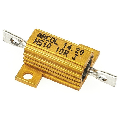 Arcol HS10 Series Aluminium Housed Axial Wire Wound Panel Mount Resistor, 10Ω ±5% 10W