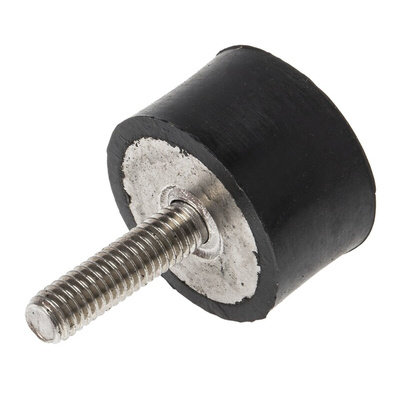 RS PRO Cylindrical M6 Anti Vibration Mount, Male to Female Bobbin with 47.3kg Compression Load