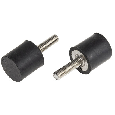 RS PRO Cylindrical M6 Anti Vibration Mount, Male Buffer Foot with 13.97kg Compression Load