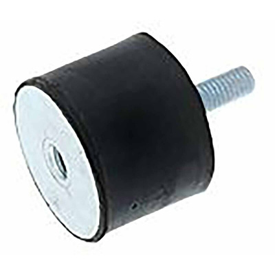 RS PRO Cylindrical M10 Anti Vibration Mount, Male to Female Bobbin with 86.06kg Compression Load